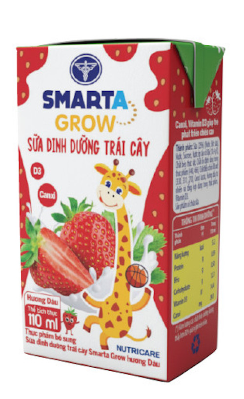 Thùng sữa dinh dưỡng trái cây Smarta Grow hương Dâu (110ml x 48 hộp)