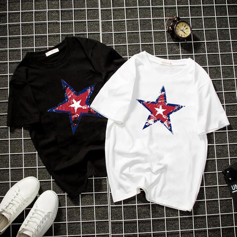 Áo thun unisex ngôi sao đỏ màu trắng 2019T854