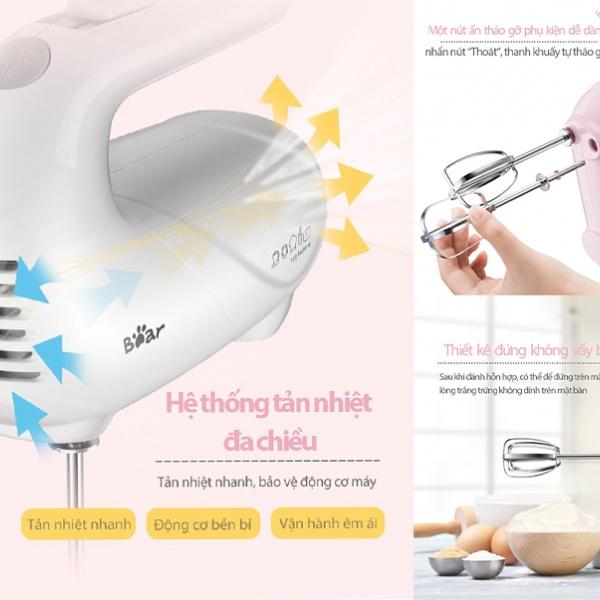 Máy Đánh Trứng Đánh Kem Cầm Tay Bear, 5 tốc độ. Máy đánh trứng mini - Hàng chính hãng