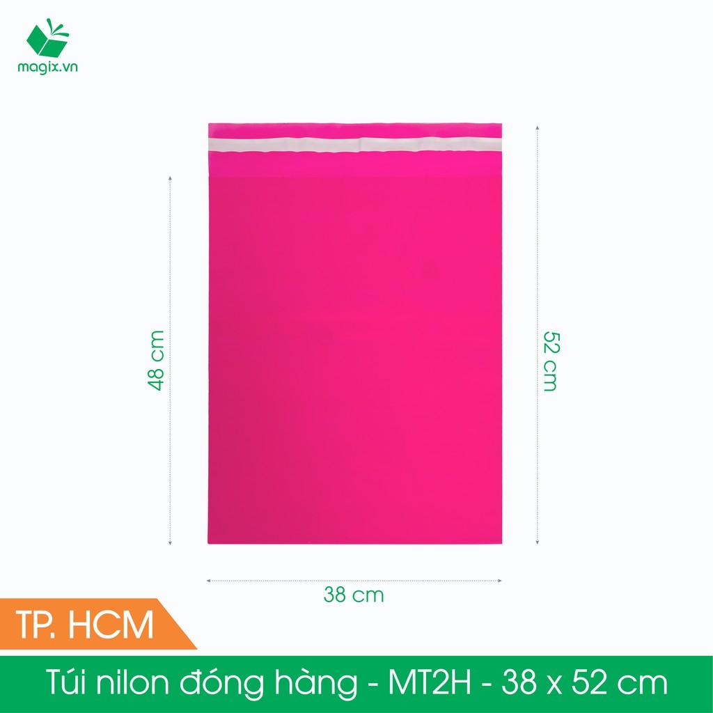 MT3H - 38x52 cm - Túi nilon gói hàng - 100 túi niêm phong đóng hàng màu hồng