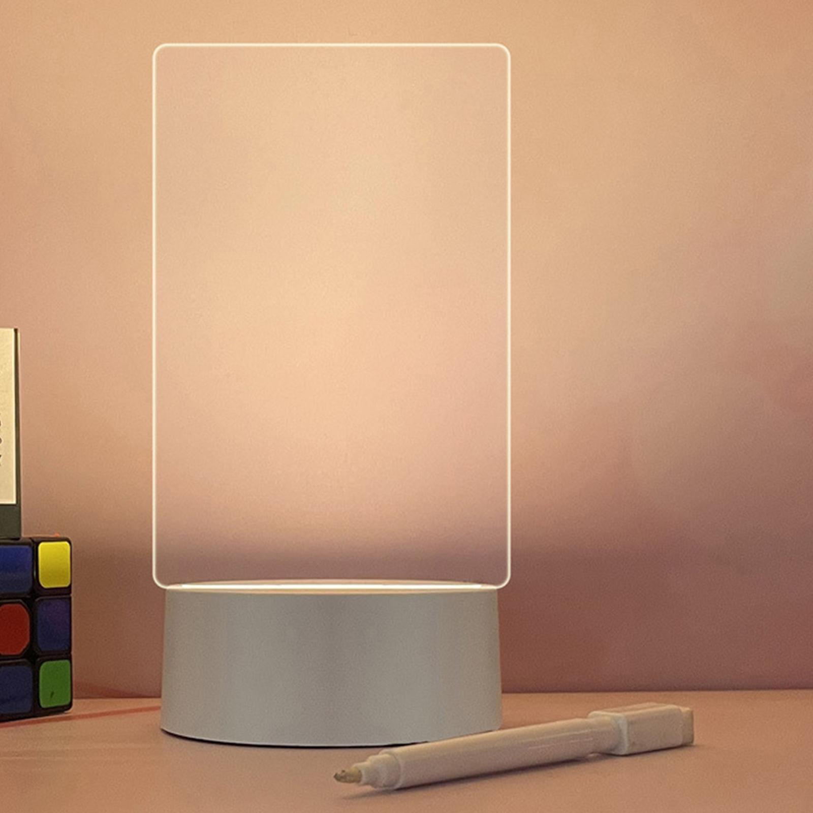 Message Board Lamp LED Acrylic White Board USB for Home Bedroom Wedding
