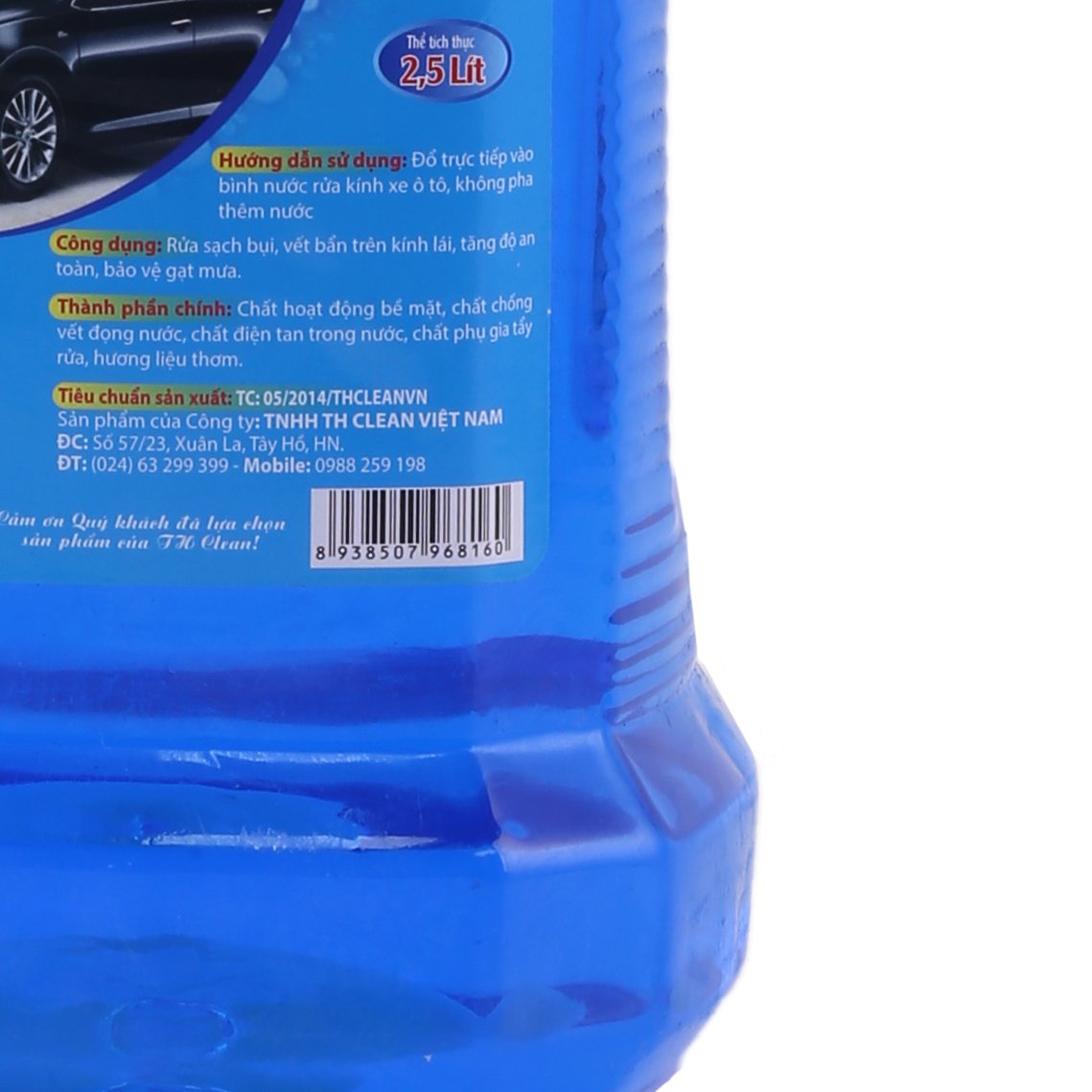 Nước rửa kinh ô tô, xe máy TH CLEAN can 2.5 lít