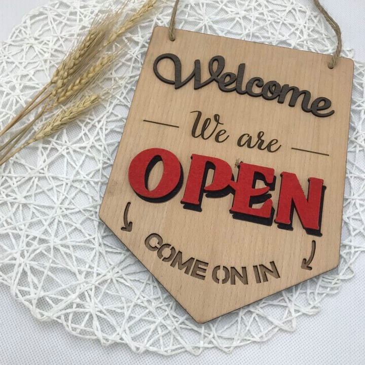 Bảng gỗ trang trí 2 MẶT OPEN - CLOSE