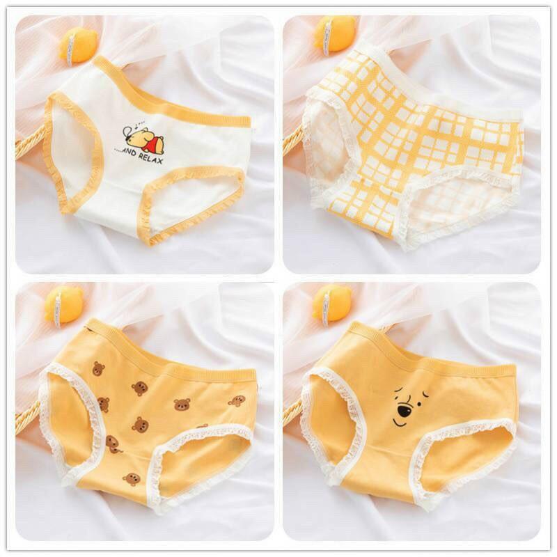 Quần Lót Nữ ️️Quần lót nữ cotton Gấu vàng Cute CAO CẤP phối nơ DỄ THƯƠNG