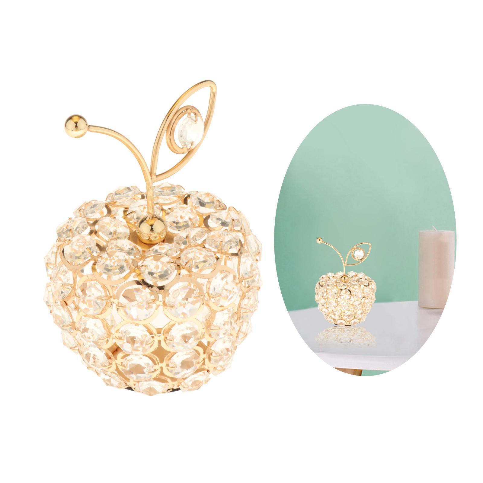 2X Crystal Rhinestone Fruit Ornament Home Wedding Desktop Decor Gift Apple