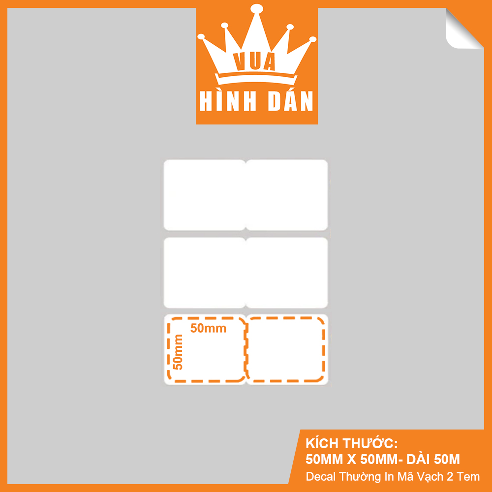 Decal Thường 50x50mm In Mã Vạch, In Tem Cuộn 50m, Khổ Giấy: 100mm