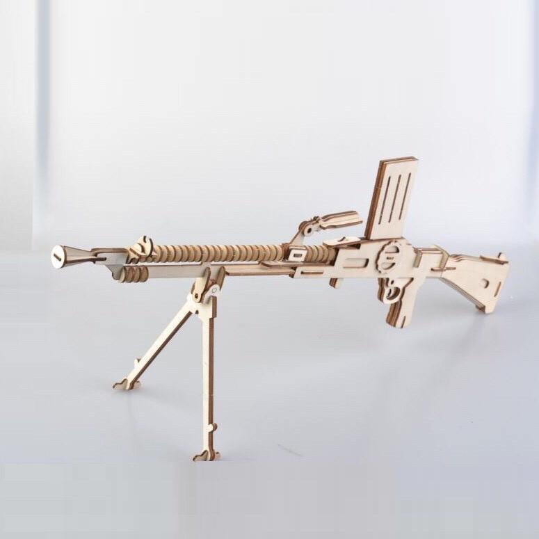 Đồ chơi lắp ráp 3D gỗ - Light machine gun-cắt laser
