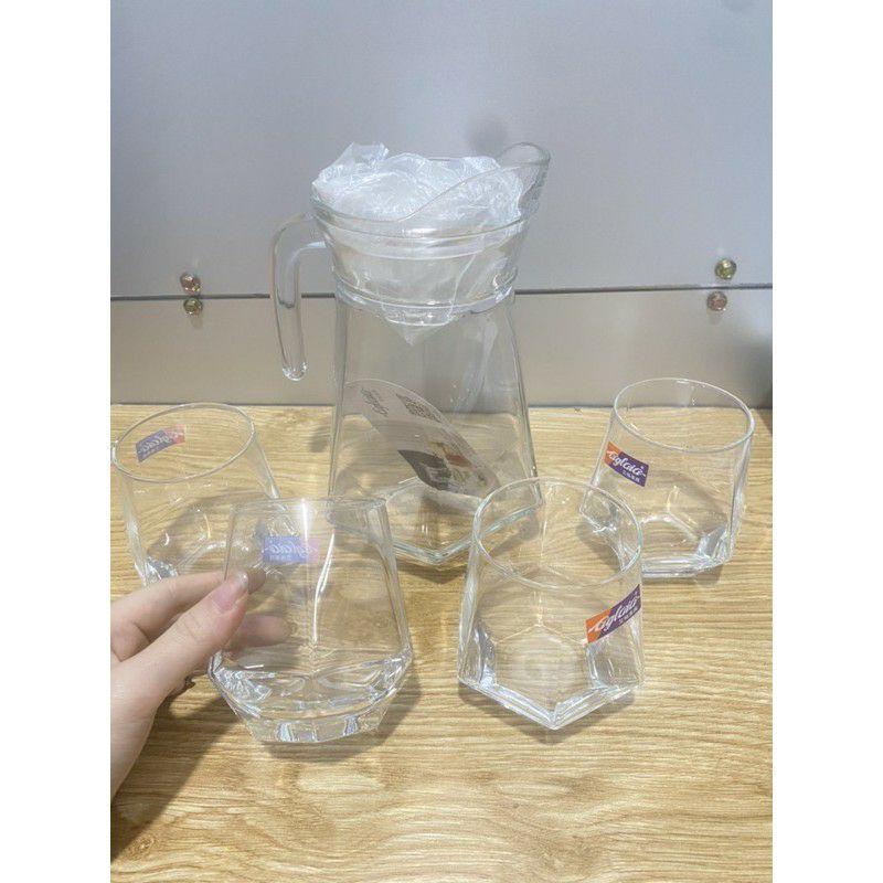 Bình thủy tinh lục giác miệng rót 1200ml