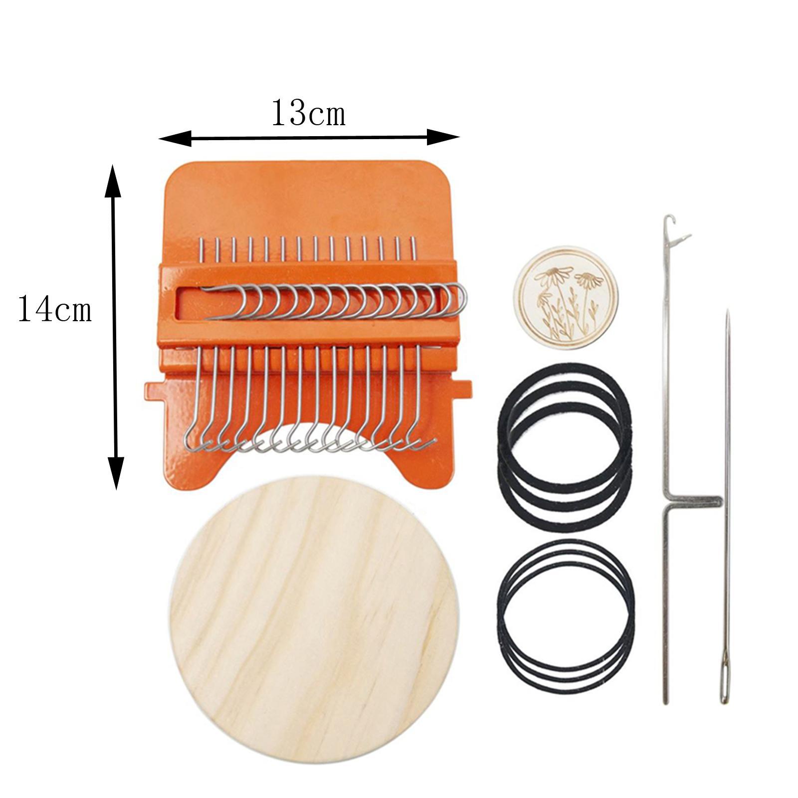 Darning Knitting 12Hooks Portable Mini Durable with Wooden Disc Weave Tool for Beginners