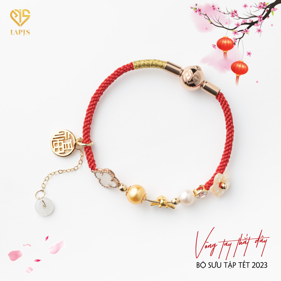 Vòng thắt dây chỉ màu SPRING - Charm 24K Ong bướm HBL-1899 - Trang sức PJS