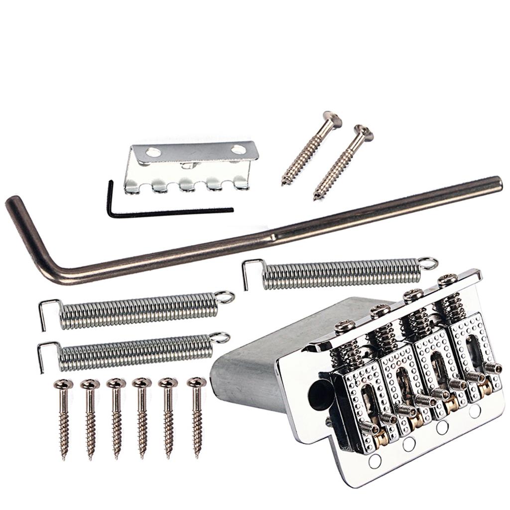 1 Set Metal Roller Saddle Bridge Tailpiece Silver for Cigar Box Guitar, 4 String Electric Guitar