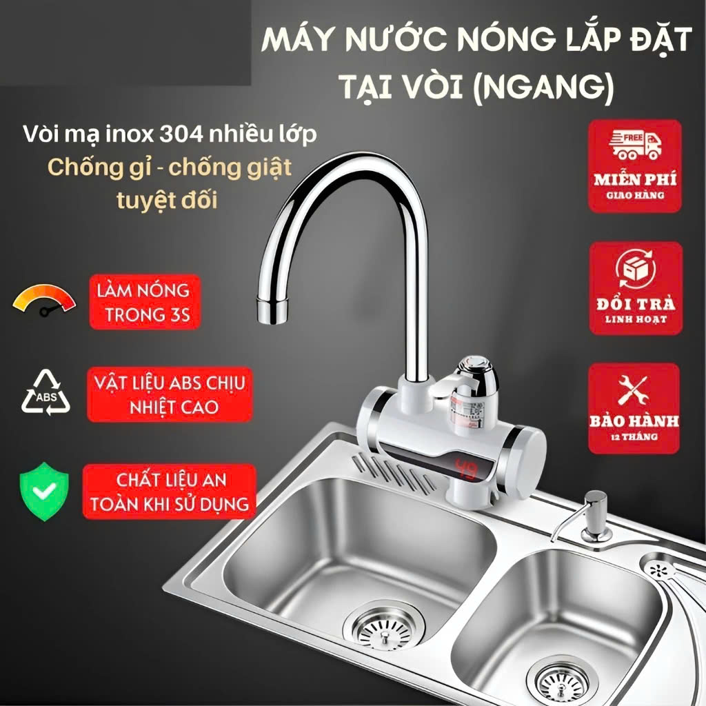 Máy Nước Nóng Trực Tiếp Gắn Chậu Rửa Bát – Nóng Lạnh Ngay Tại Vòi, Tiện Lợi & Chất Lượng Tốt Nhất