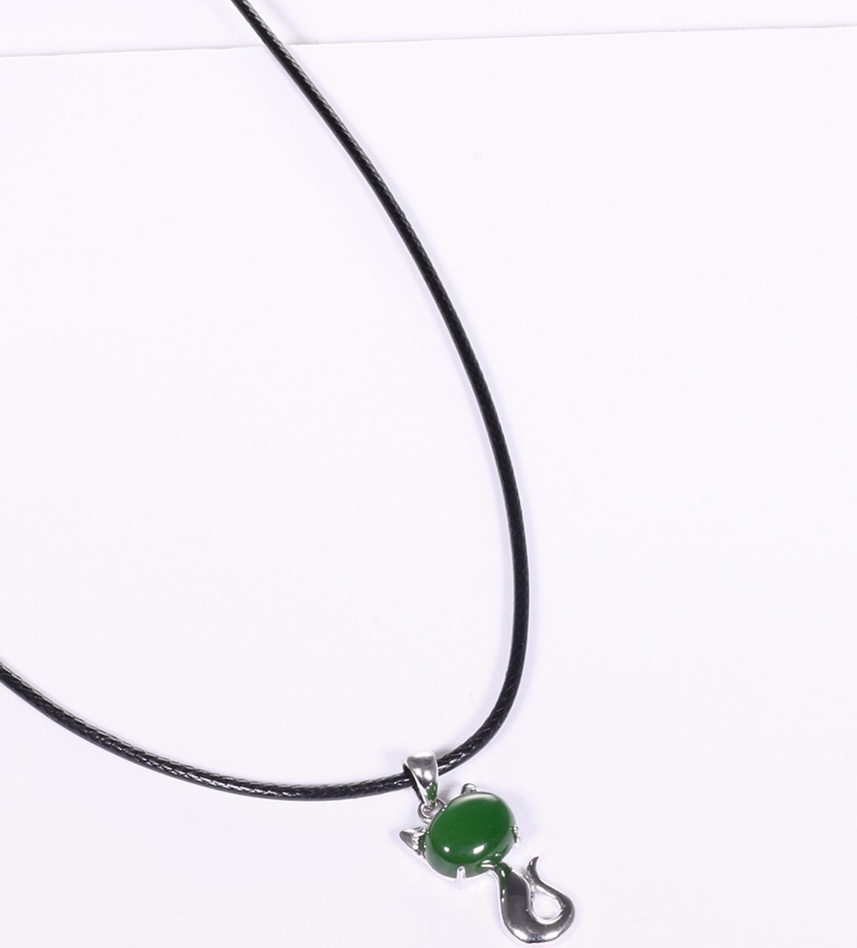 Mặt dây chuyền bạc hồ ly đá ngọc bích mệnh hỏa, mộc - Ngọc Quý Gemstones