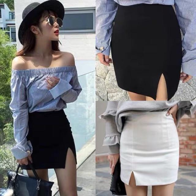 Chân váy bút chì sẻ trước dáng ngắn 40cm
