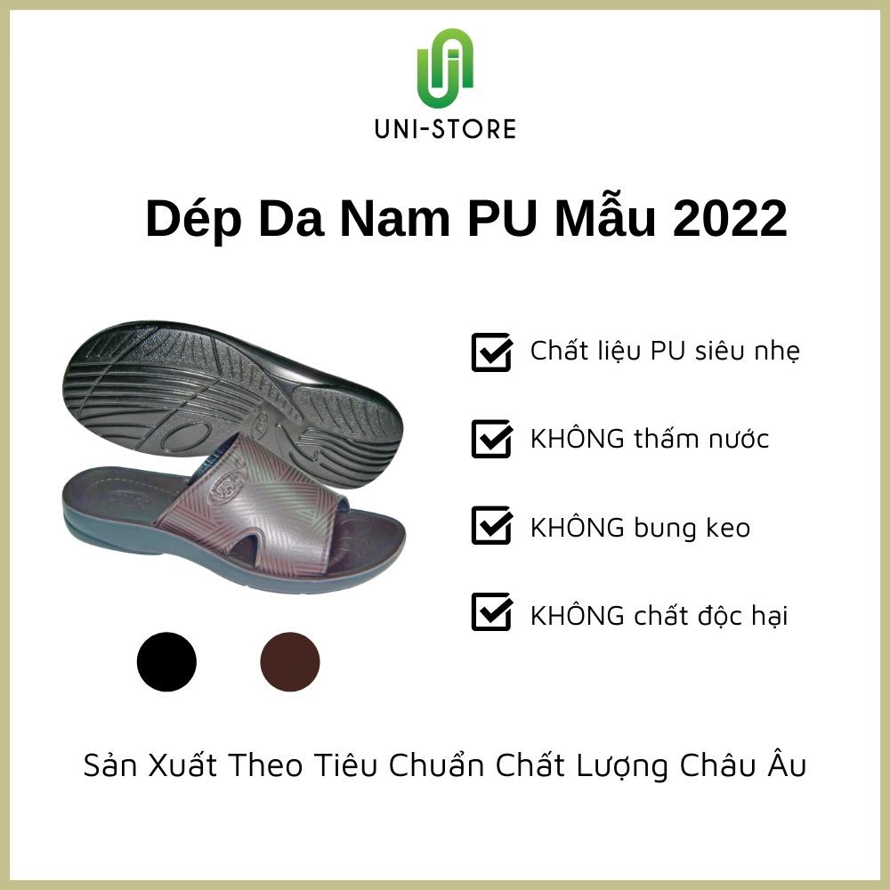 Dép da nam PU02 đế PU siêu nhẹ, không thấm nước, không bung keo, sản xuất theo tiêu chuẩn xuất khẩu Châu Âu