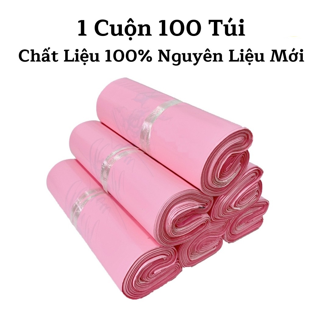 Túi Gói Hàng Túi Đóng Hàng HỒNG PASTEL Chất Liệu Cao Cấp In Thank You Hoa Văn Size 35x45