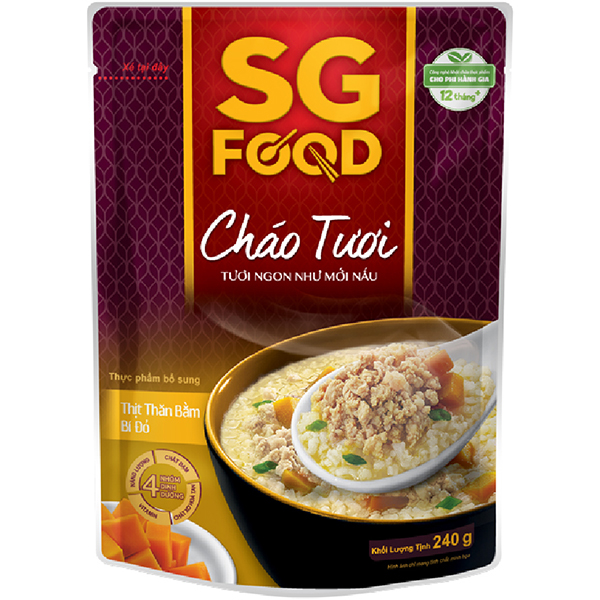 Cháo tươi SG Food thịt thăn bằm bí đỏ 240g