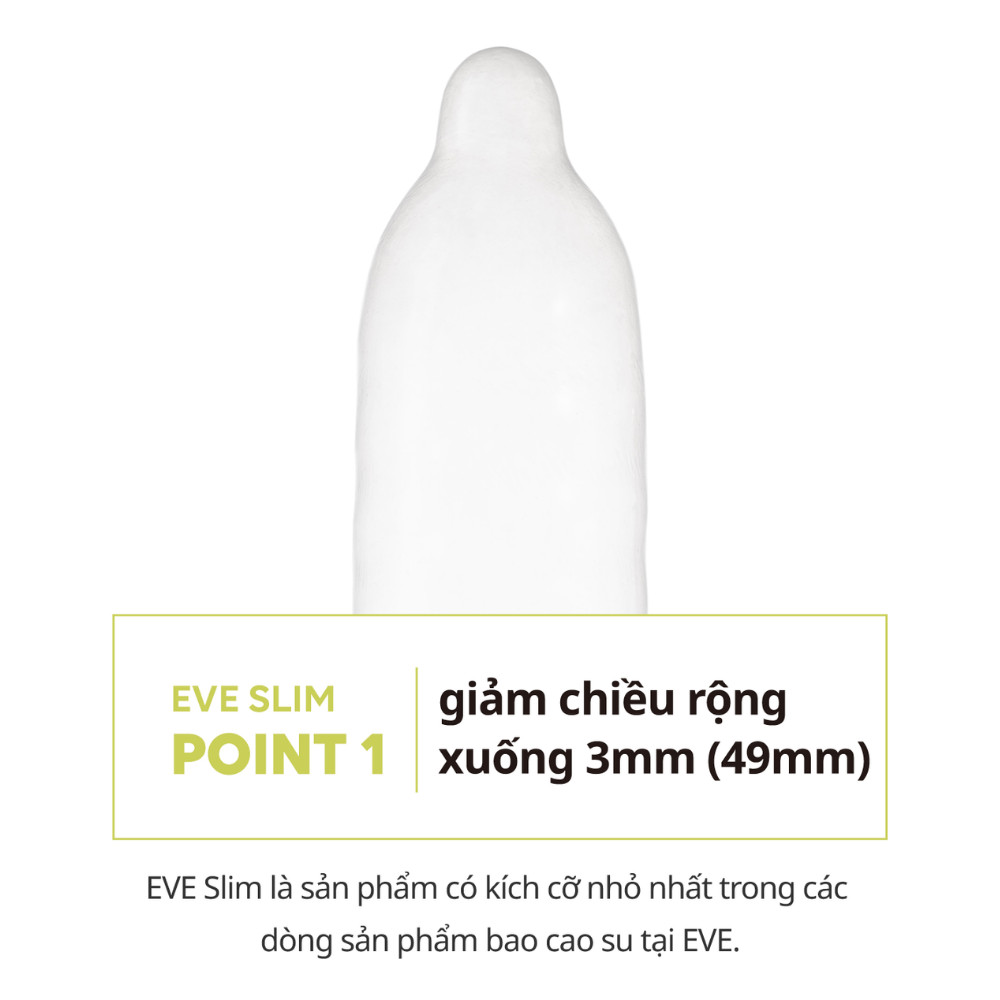 Bao cao su EVE Slim - Hộp 10 cái - Nhập khẩu chính hãng Hàn Quốc Vegan | PETA & GMP certified