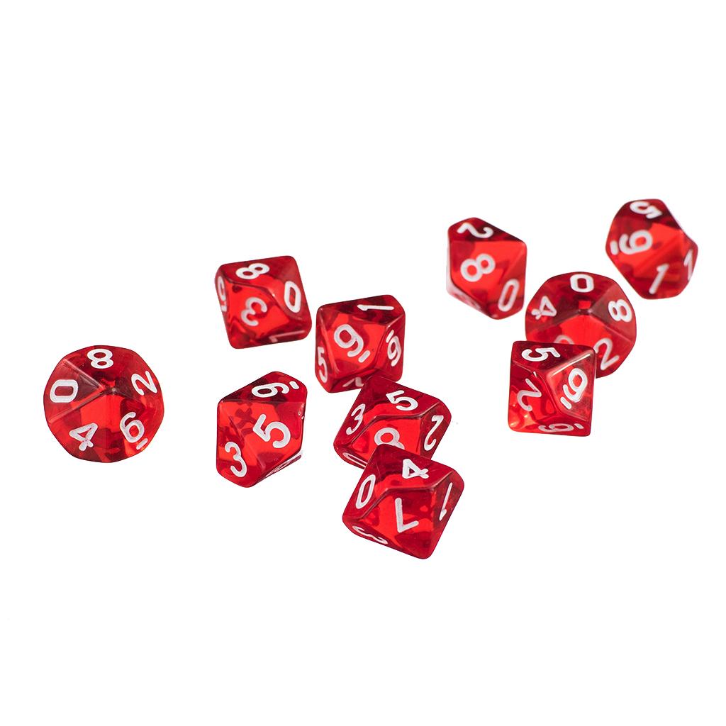 20 Pieces D10 Polyhedral Dice for Dungeons and Dragons Games Red+Blue