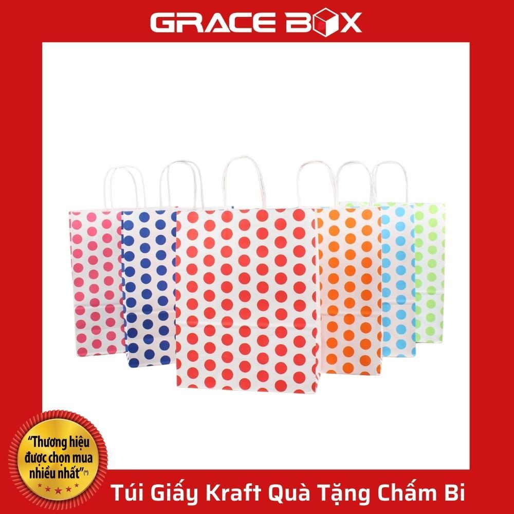 Túi Quà Tặng Giấy Kraft Chấm Bi Xinh Xắn - Màu Cam