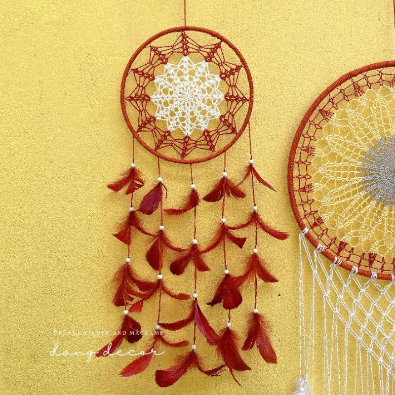 Set dreamcatcher 3 vòng sz lớn phụ kiện trang trí nhà cửa tông màu nâu gỗ Vintage