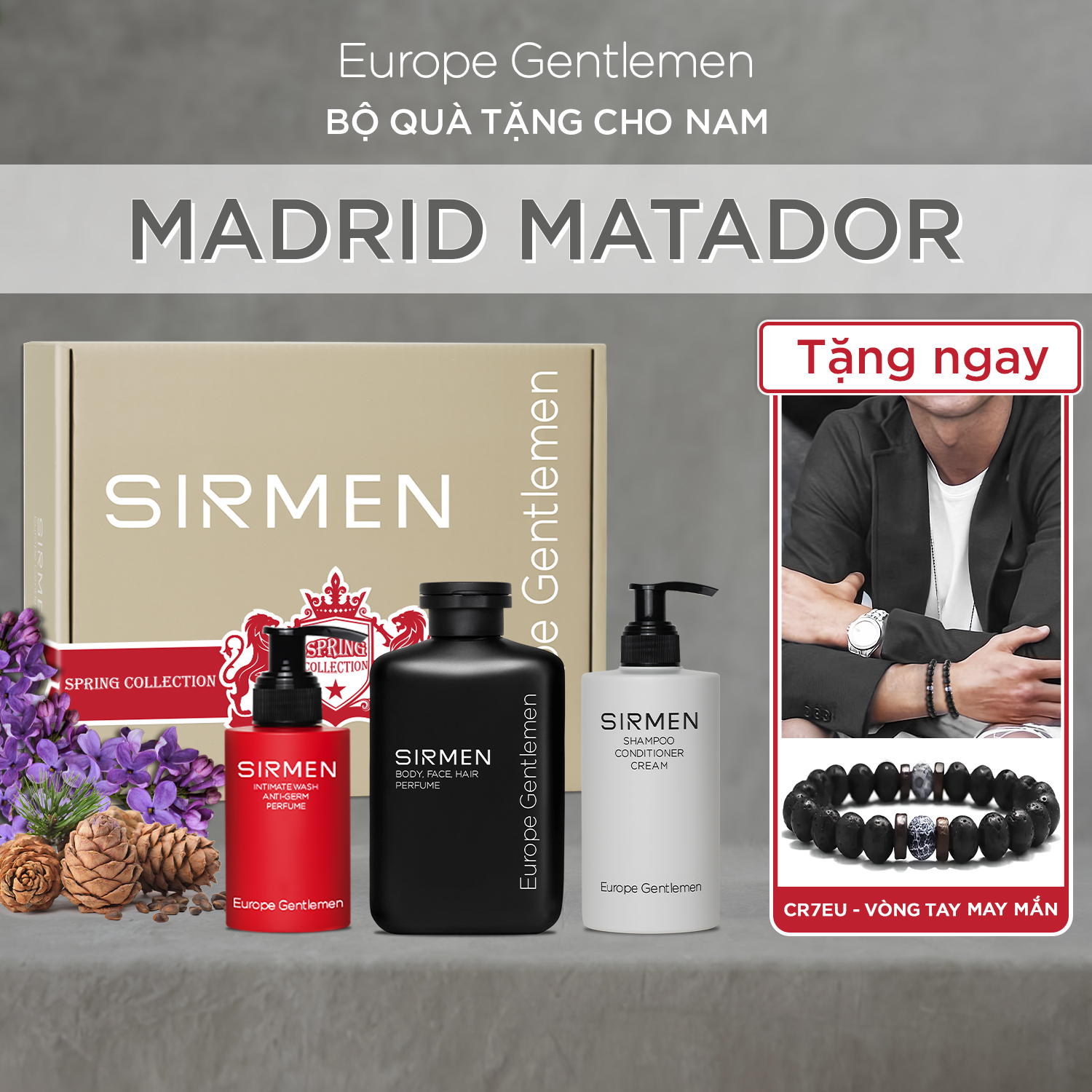 GIFTBOX combo 3 – Madrid Matador Sữa tắm gội nam 4 in 1 – Dầu gội xả dưỡng nam và Dung dịch vệ sinh 3 trong 1 SIRMEN