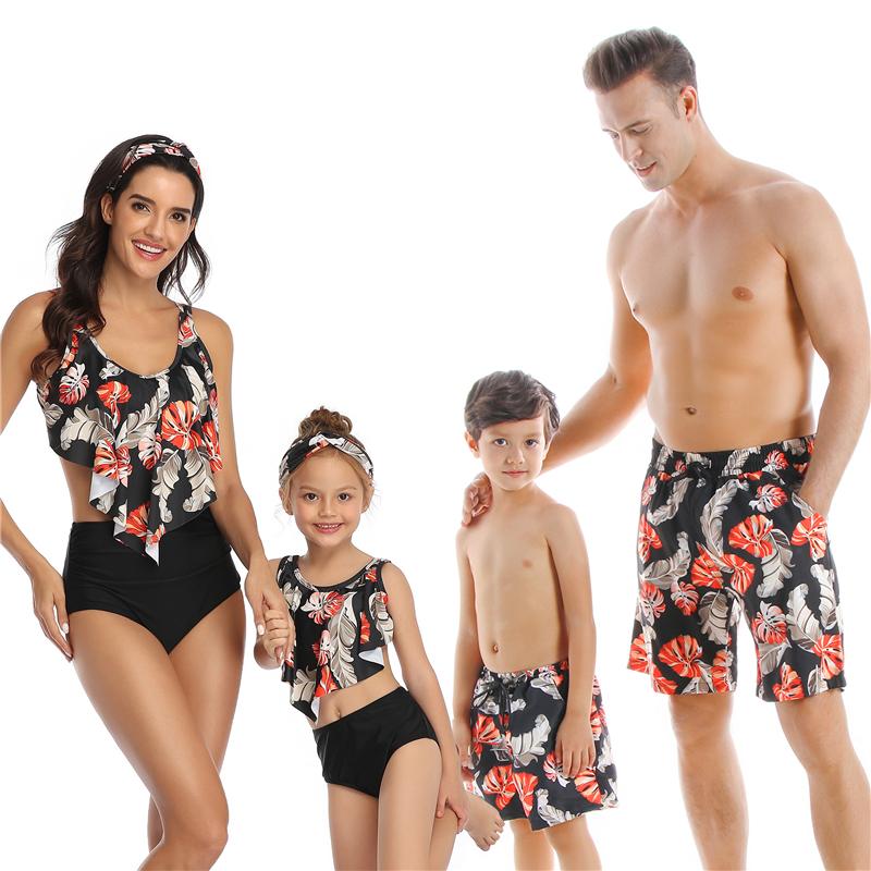Họ Phù Hợp Với Đầm Mẹ Con Gái Bikini Phù Hợp Với Bố Sơn Bãi Biển Ban Ngắn Cho Mùa Hè Đi Biển Họ Phù Hợp Với Đồ Bơi