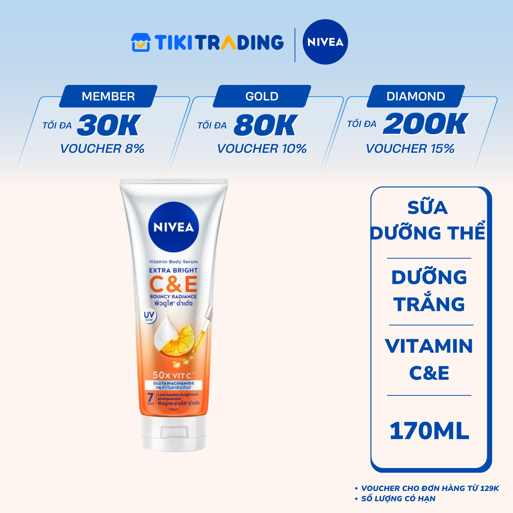TINH CHẤT DƯỠNG THỂ NIVEA VITAMIN BODY SERUM EXTRA BRIGHT C &amp; E