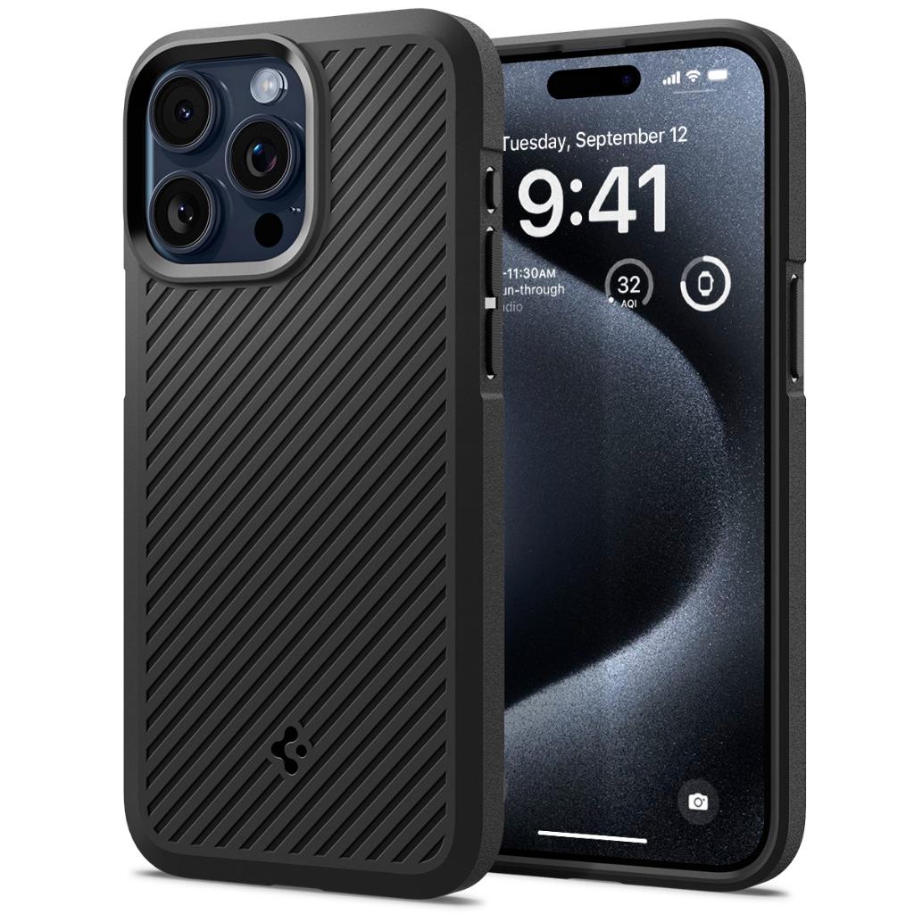 Ốp lưng cho iPhone 15 Pro Max/ 15 Pro/ 15 Plus/ 15 Spigen Core Armor Matte Black - Hàng chính hãng