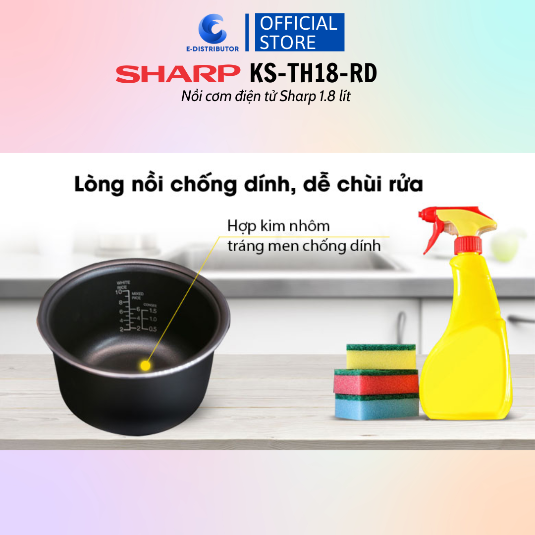 Nồi Cơm Điện Tử Sharp KS-TH18-GL/RD - Hàng chính hãng