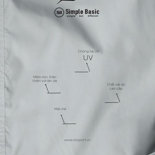 Áo khoác dù nam 1 lớp Simple Basic, thoáng mát, chống tia UV, màu xám