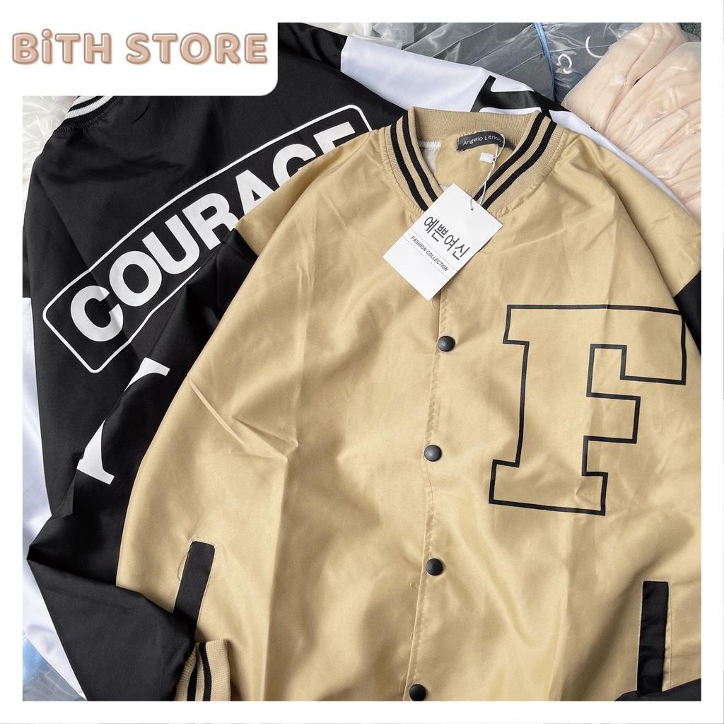 Áo khoác dù chữ F bomber cúc bấm 2 lớp in logo COURAGE khoác ngoài mùa hè rẻ đẹp