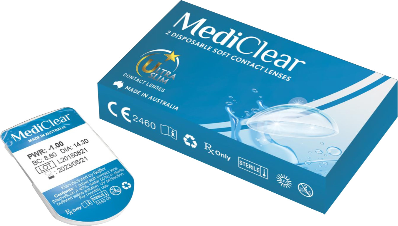 [Một Miếng] Kính Áp Tròng Australia Cận Thị Không Màu Mediclear 3 Tháng