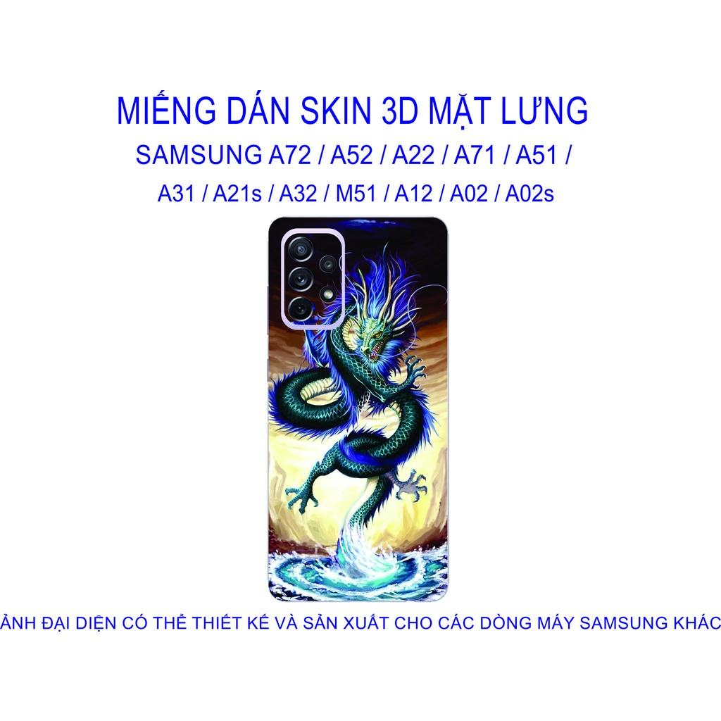 Miếng Dán Skin 3D mặt lưng dành cho SAMSUNG A72 / A52 / A22 / A71 / A51 / A31 / A21s / A32 / M51 / A12 chống trầy xước...