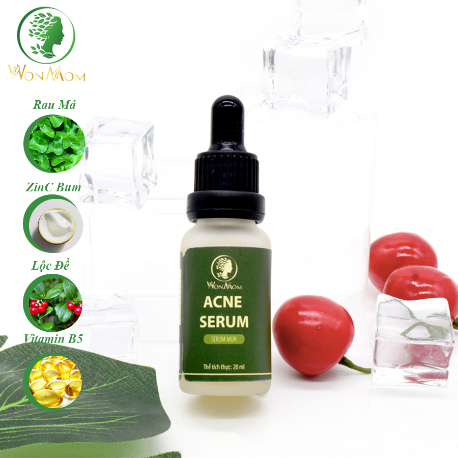 Hình ảnh Acne serum, serum mụn thảo mộc đánh bay mọi loại mụn cứng đầu Wonmom 20ml