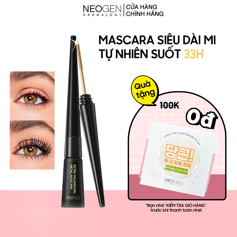 Mascara Kim Loại Giữ Mi Cong Và Dài Trong 33 Giờ Neogen Dermalogy Extra Volume Curl Metal Maxicara 01 Black 4ml