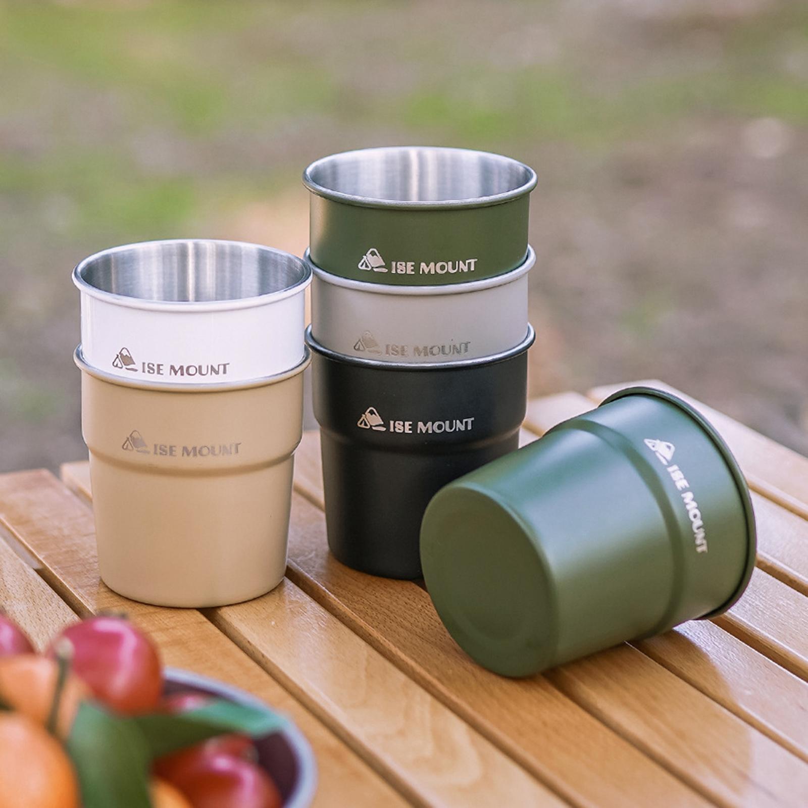 Camping Coffee Mug Stainless Steel Cup Drinking Glasses Ultralight Stackable Water Cup Travel Cup for Picnic Camping Campfire Travel Cooking