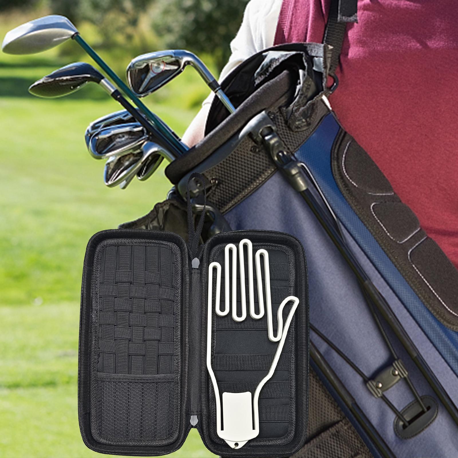 Golf Gloves Holder Golf Glove Case Organizer with Attachable Glove Former Golf Accessories Hard Case Glove Caddie for Phone Ball Markers Tees