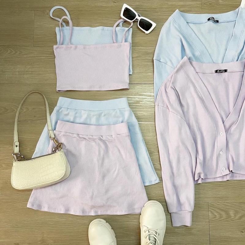 Set váy 3 món thun gân