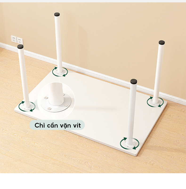 Bàn làm việc chân sắt tròn thiết kế tối giản sang trọng hiện đại, bàn học để máy tính phong cách Bắc Âu kích thước lớn chắc chắn
