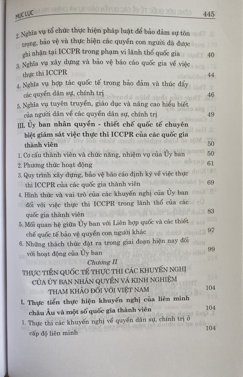 Công ước quốc tế về các quyền dân sự và chính trị năm 1966 và việc thực thi các khuyến nghị của ủy ban nhân quyền tại Việt Nam