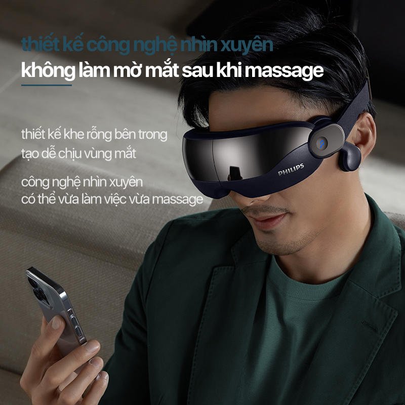 Máy Massage Mắt PHILIPS PPM2702 - Kết Nối Thông Minh Bluetooth Phát Âm Nhạc - Hàng chính hãng