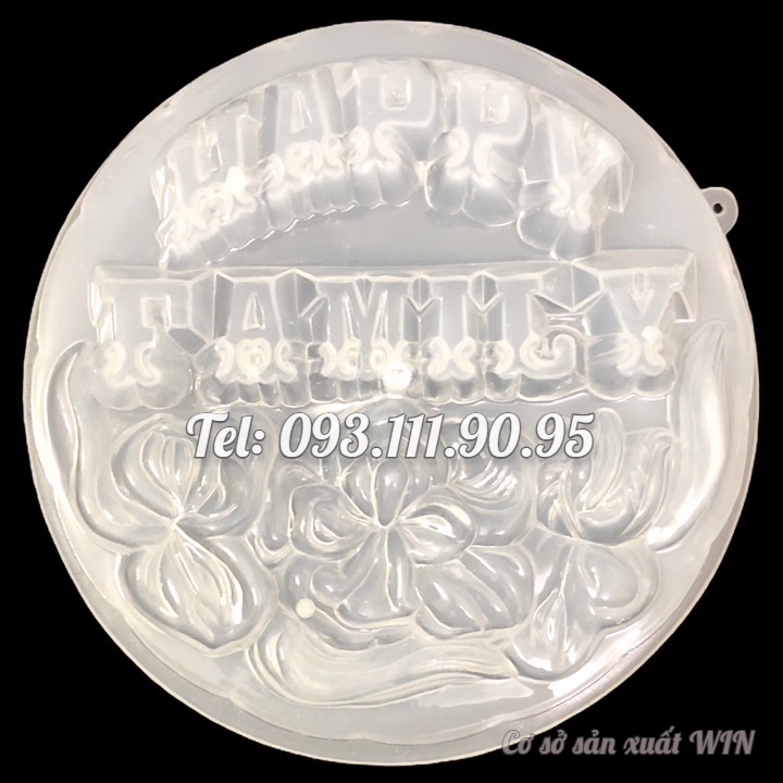 Khuôn rau câu sinh nhật, cưới hỏi gia đình hạnh phúc Happy Family – Khuôn hình tròn loại 20 cm – Mã số 1179