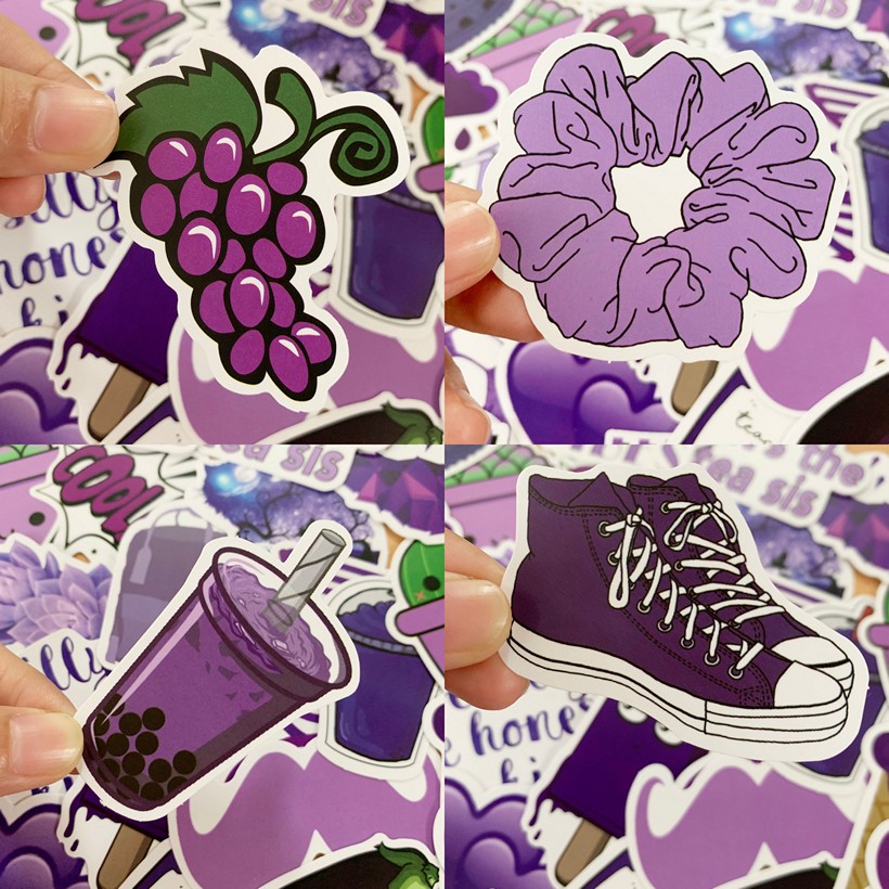 Bộ 50 miếng Sticker hình dán Purple Stub