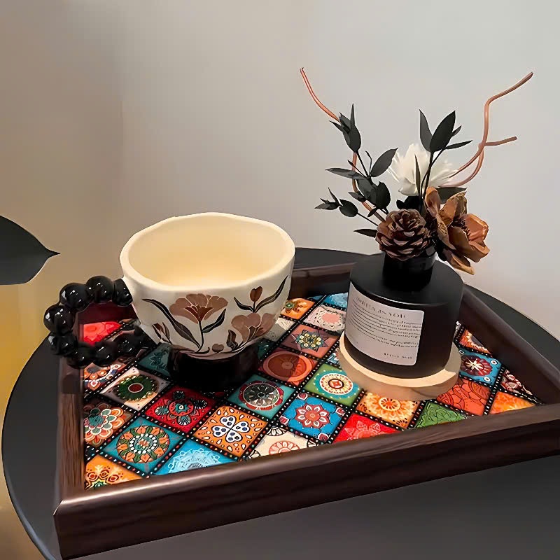 Khay Trà Gỗ Họa Tiết Mosaic Phong Cách Bohemian 30×20cm | Khay Đựng Ly Cốc Cao Cấp | Khay Decor Trang Trí Nhà Cửa -  HÀNG CHÍNH HÃNG MINIIN