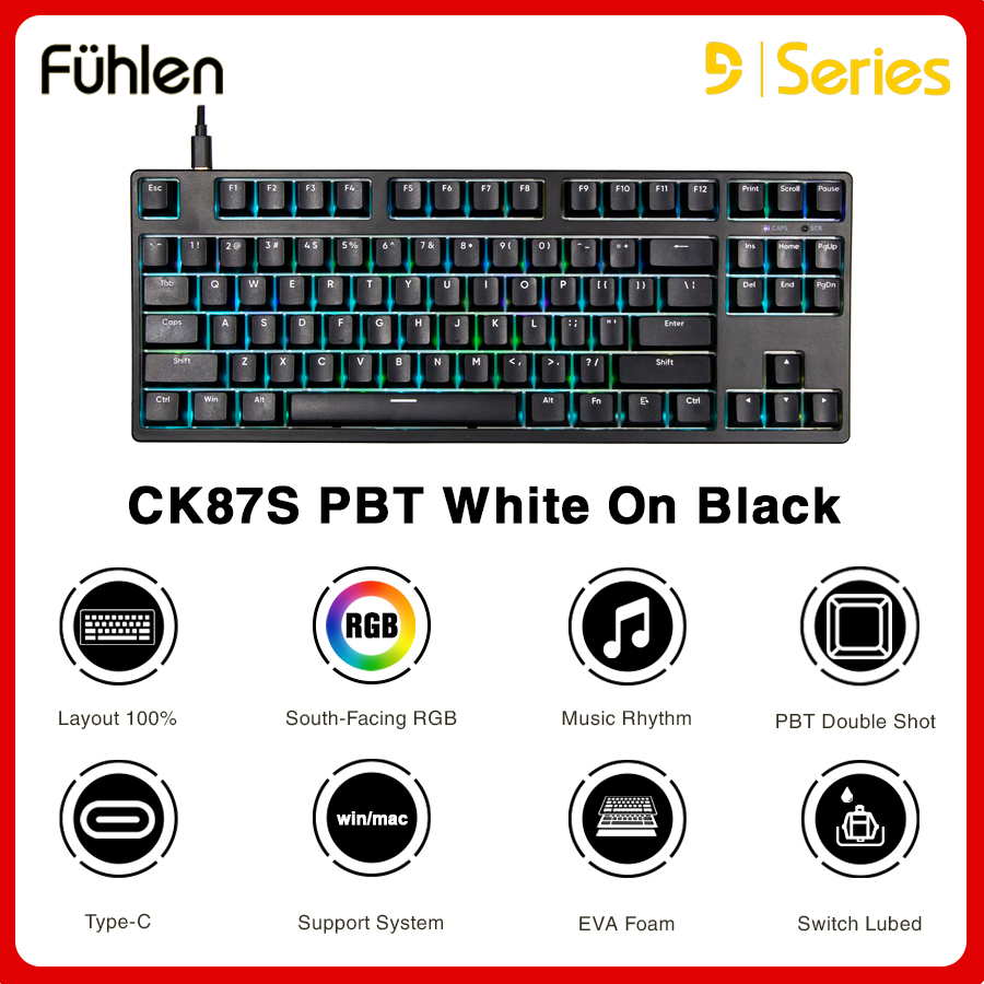 Bàn phím cơ gaming Fuhlen CK87S red switch, hot swap, led RGB, chỉnh app- hàng nhập khẩu