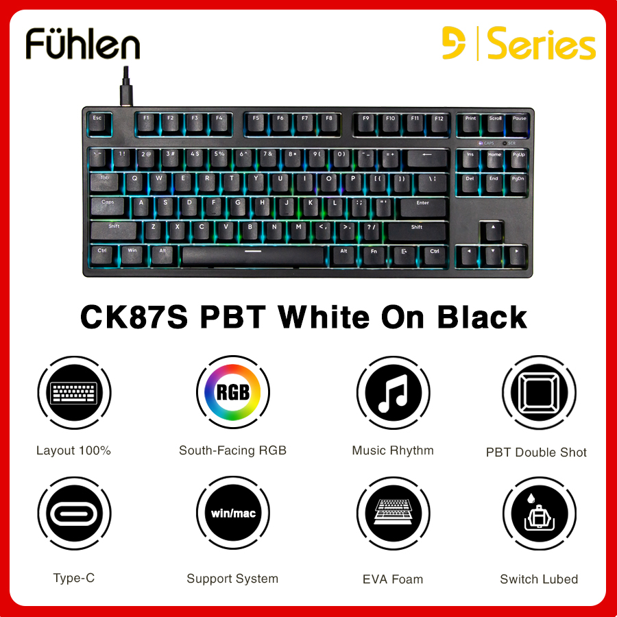Bàn phím cơ gaming Fuhlen CK87S red switch, hot swap, led RGB, chỉnh app- Hàng chính hãng