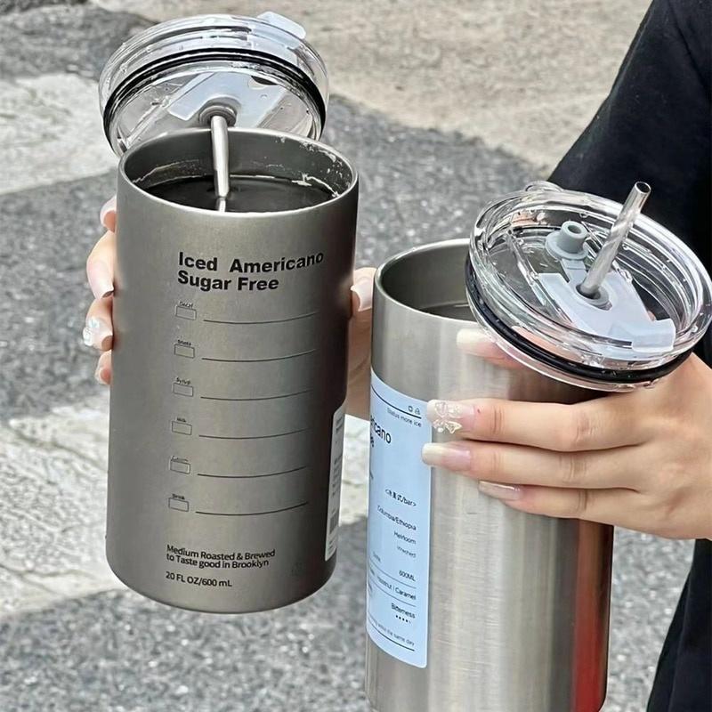 Ly nước giữ nhiệt cao cấp Inox 304 Bình nước giữ nhiệt có vòi hút dung tích 600ml