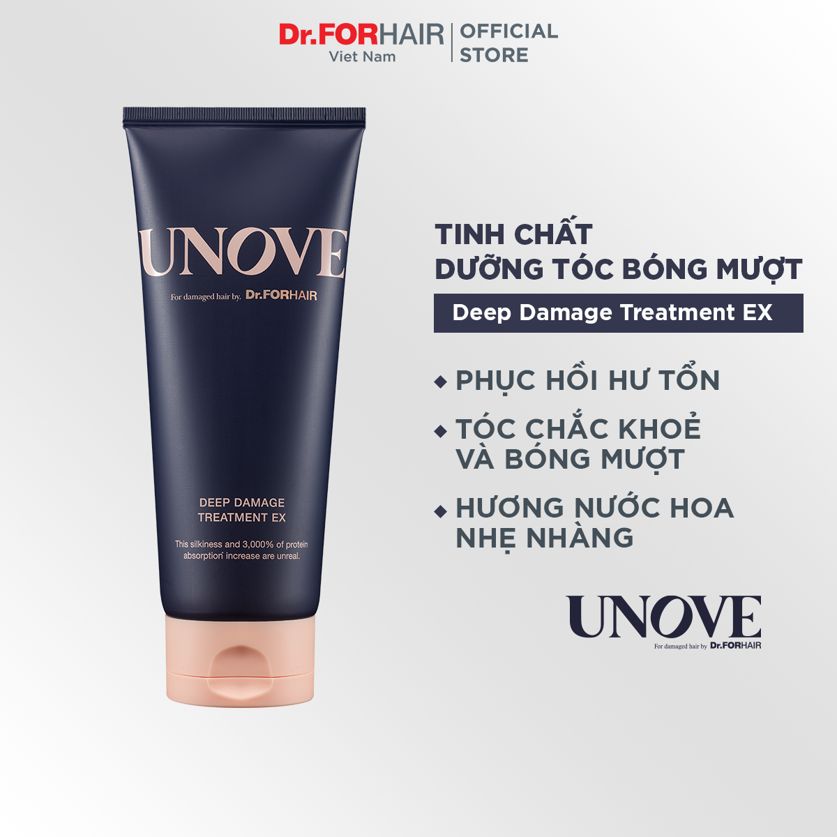 Dầu xả phục hồi nuôi dưỡng chăm sóc tóc khô và hư tổn nặng Dr.FORHAIR UNOVE Deep Damage Treatment Ex