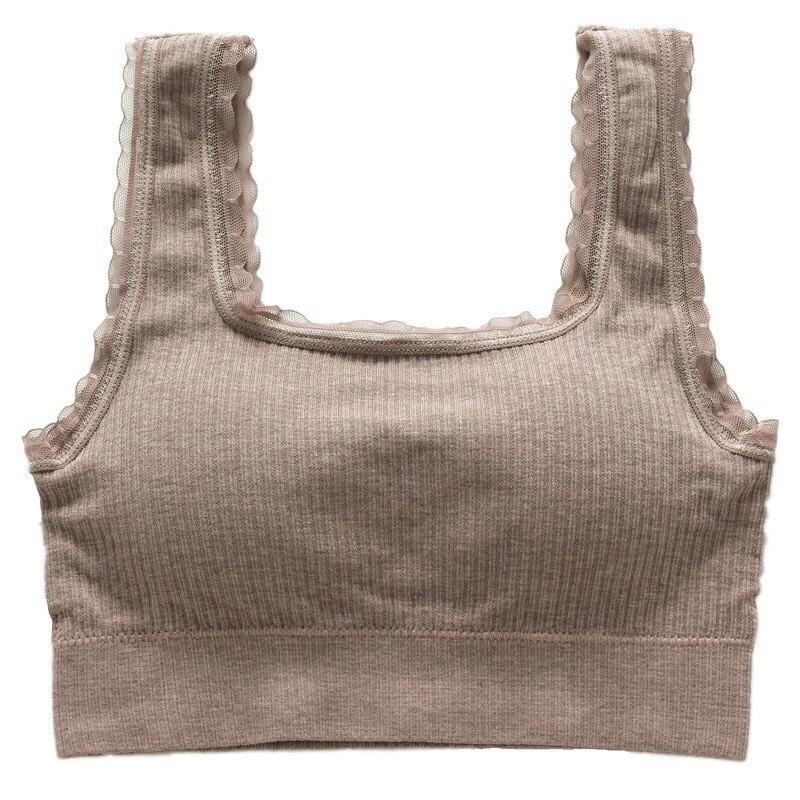 Áo bra nữ cổ vuông hở lưng chữ U hai dây viền ren dễ thương freesize 38-60kg